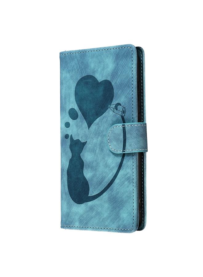 S-TOP Case For Samsung Galaxy S21 5G Pen Heart Cat Embossed Leather Phone Case - Image 3