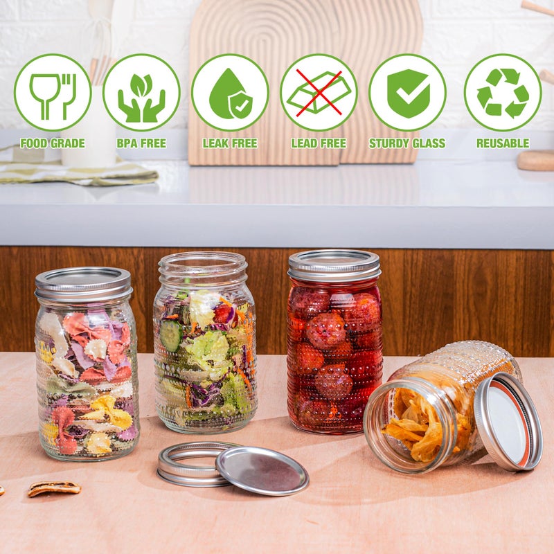 WACOI Mason Jars 32 Oz with Lids Wide Mouth 4 Pack, Glass Jars Canning Jars Large for Centerpieces Pickling Storage Food Meal Prep Salad Jam - Image 3