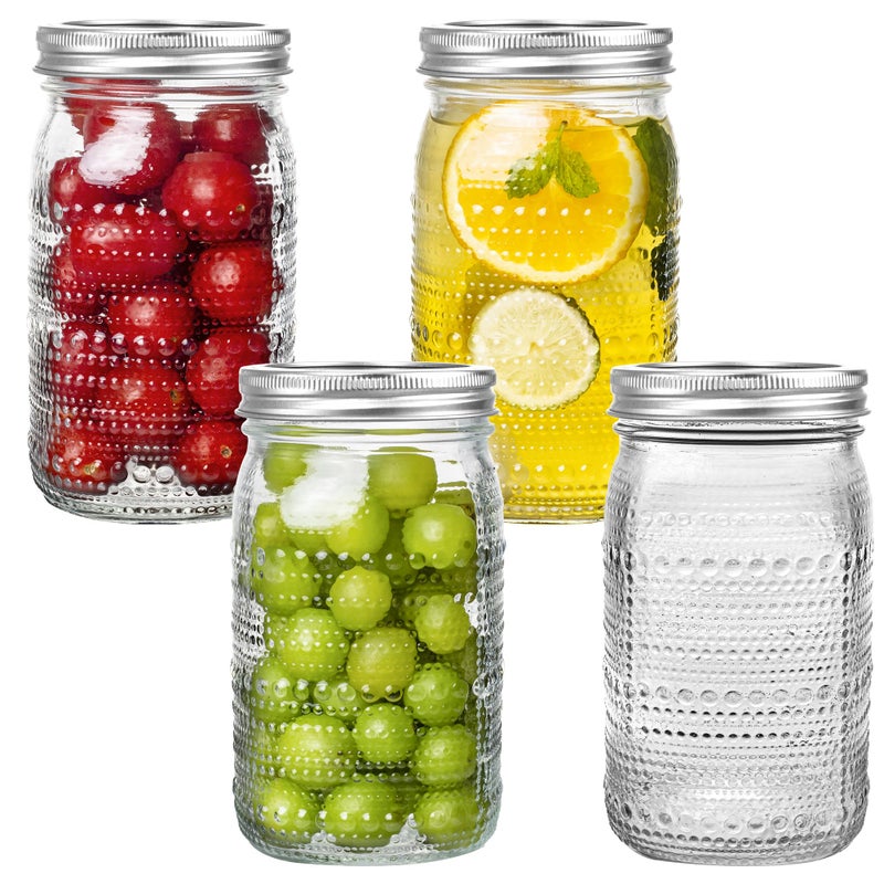 WACOI Mason Jars 32 Oz with Lids Wide Mouth 4 Pack, Glass Jars Canning Jars Large for Centerpieces Pickling Storage Food Meal Prep Salad Jam - Image 1
