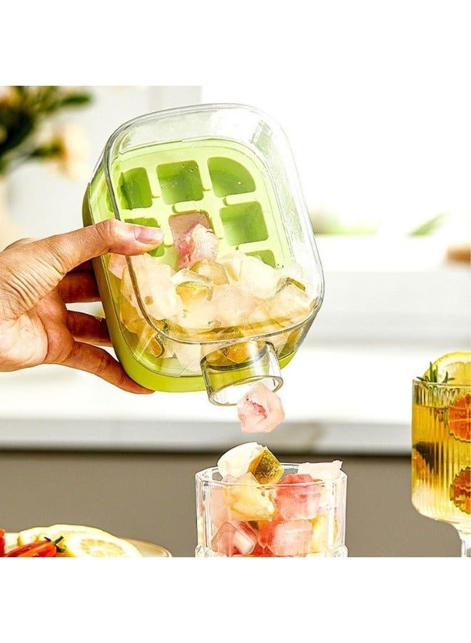 هابي هوم زجاجة مكعبات الثلج، زجاجة ماء 2 في 1 مع غطاء وصندوق، زجاجة لصنع مكعبات الثلج، صينية مكعبات ثلج سيليكون سهلة الضغط لتحريرها لمشروبات العصير والقهوة (أخضر، 500 مل) - Image 3