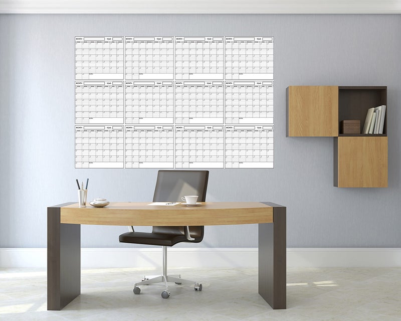 SwiftGlimpse 24x36 Large Jumbo Oversized Erasable Laminated Blank Annual Yearly Wall Calendar Poster, 12 Months, Reusable for Office, Academic or Home - Image 3