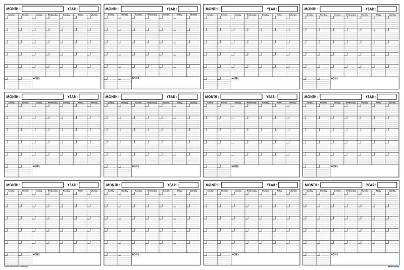 SwiftGlimpse 24x36 Large Jumbo Oversized Erasable Laminated Blank Annual Yearly Wall Calendar Poster, 12 Months, Reusable for Office, Academic or Home - Image 1