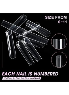 AORAEM Extra Long Square Full Cover Nail Tips 240Pcs Xxxl Clear Full Cover Fake Nails False Nails 12 Sizes Tapered Square Press On Fake Nail Tips For Acrylic Nails Salons Home Diy With Box  - Image 4