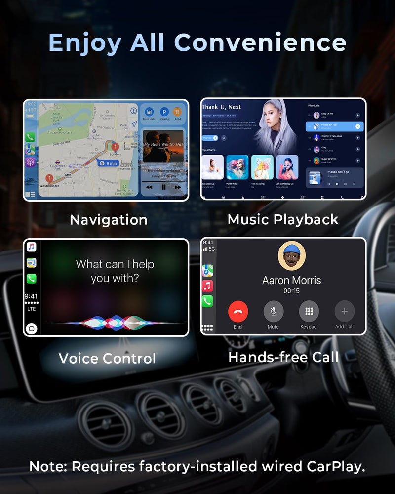 CEROAN 2-in-1 Wireless CarPlay Adapter & Android Auto Wireless Adapter with Bluetooth 5.3 & 5GHz Dual-Band WiFi - Plug & Play, Wired to Wireless, Auto Reconnect for Lag-Free iOS/Android Use - Image 4