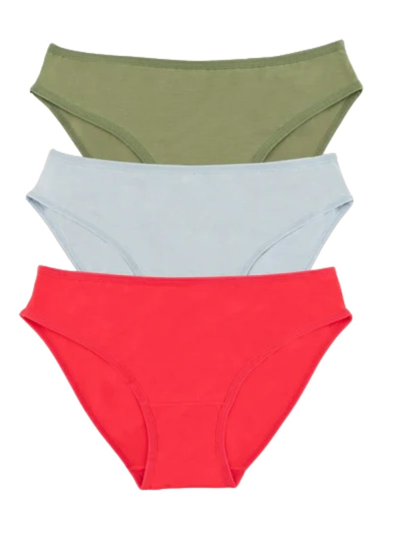 Milk Pack of 3 Plain Cotton Bikini Panties Underwear for Women - Image 1