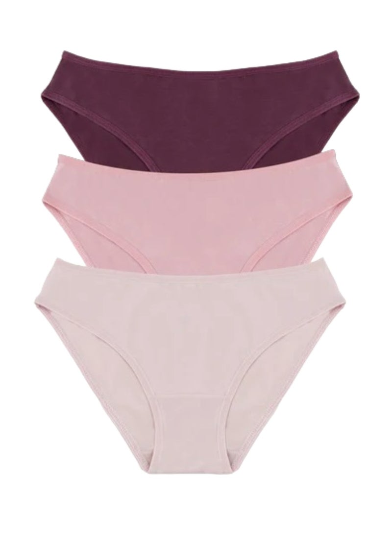 Milk Pack of 3 Plain Cotton Bikini Panties Underwear for Women - Image 2