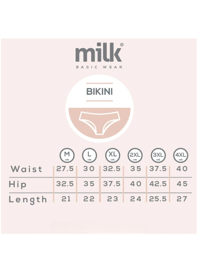 Milk Pack of 3 Plain Cotton Bikini Panties Underwear for Women - Image 4