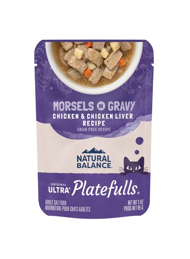 Natural Balance Original Ultra Platefulls Indoor Adult Grain Free Wet Cat Food, Chicken & Chicken Liver Recipe, 3 Ounce Pouch (Pack of 24), Packaging May Vary