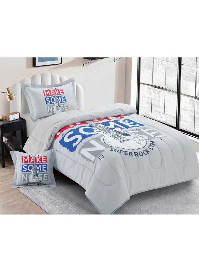 SMART HOME Modern Design 4-Piece Bedspread Set (Filled Bedspread 170x230cm + Mattress Protector 120x200+30cm + Pillowcase + Square Pillow Cover) - Luxury Youth Bedspread Set for Bedrooms and Students - Image 1