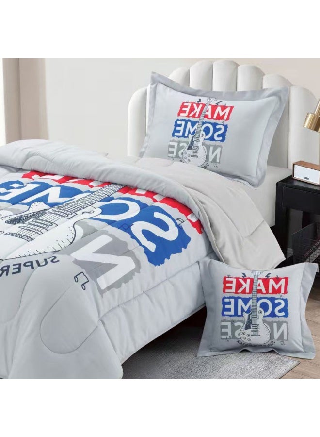 SMART HOME Modern Design 4-Piece Bedspread Set (Filled Bedspread 170x230cm + Mattress Protector 120x200+30cm + Pillowcase + Square Pillow Cover) - Luxury Youth Bedspread Set for Bedrooms and Students - Image 2