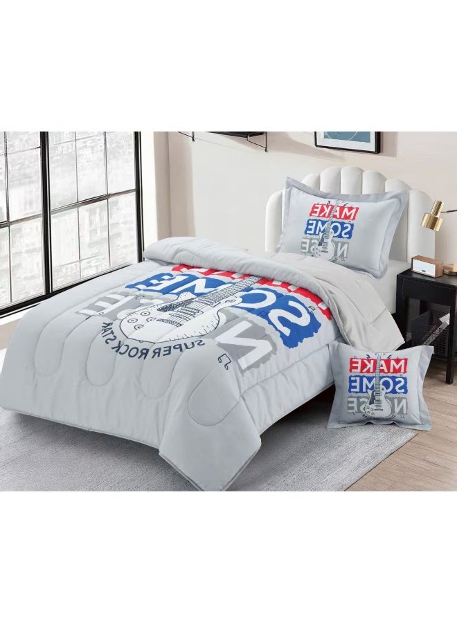 SMART HOME Modern Design 4-Piece Bedspread Set (Filled Bedspread 170x230cm + Mattress Protector 120x200+30cm + Pillowcase + Square Pillow Cover) - Luxury Youth Bedspread Set for Bedrooms and Students - Image 5