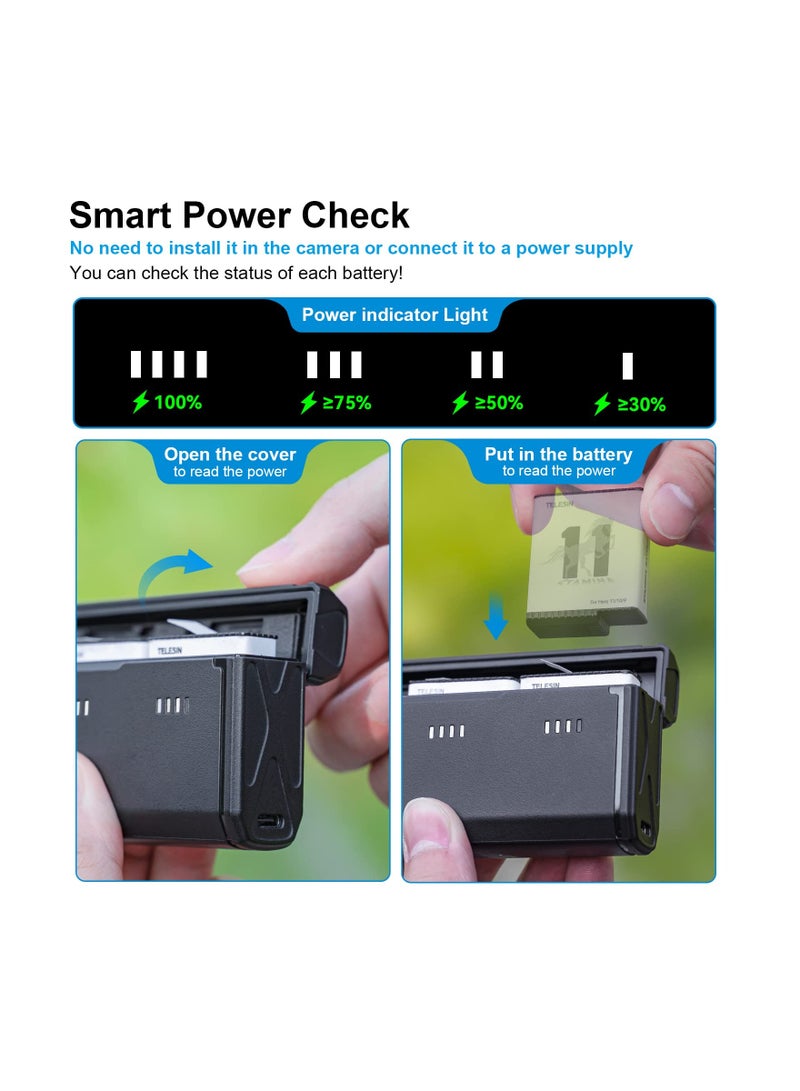 SYOSI Pocket-Sized GoPro Charger, GoPro Enduro Battery Charger Smart Indicator Hero Charger Quick Charge GoPro Battery for GoPro Original Enduro and Standard Go Pro Hero 11 Hero 10 Hero 9 - Image 3