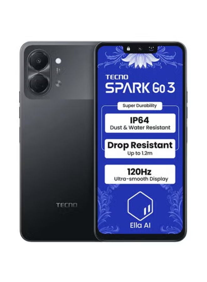 TECNO Spark Go 3 Dual SIM Ink Black 4GB Ram 64GB 4G -Middle east version - Image 1
