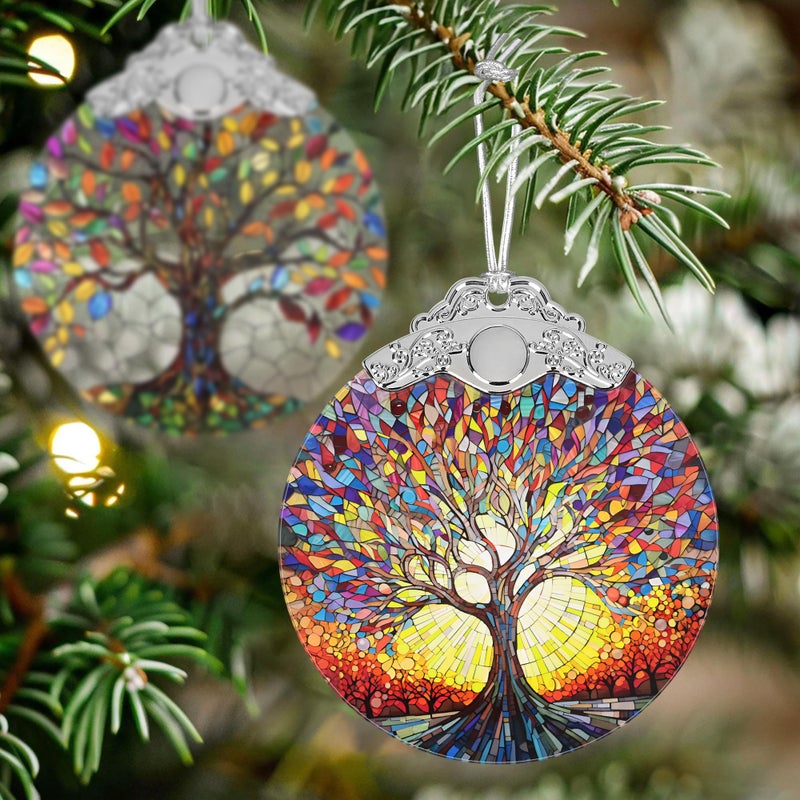 Jocidea Christmas Ornaments - Stained Glass Christmas Decor - Tree of Life Ornaments for Christmas Tree - Christmas Tree Ornament - Gifts for Family  Friends  Couple - Xmas Gift Ideas - Gift Exchange - Image 4