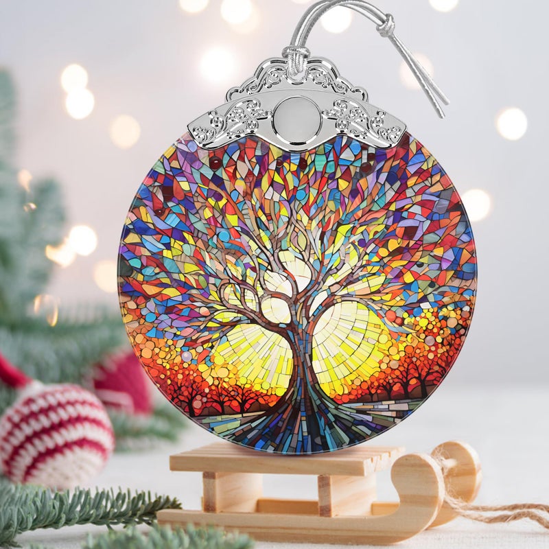 Jocidea Christmas Ornaments - Stained Glass Christmas Decor - Tree of Life Ornaments for Christmas Tree - Christmas Tree Ornament - Gifts for Family  Friends  Couple - Xmas Gift Ideas - Gift Exchange - Image 3