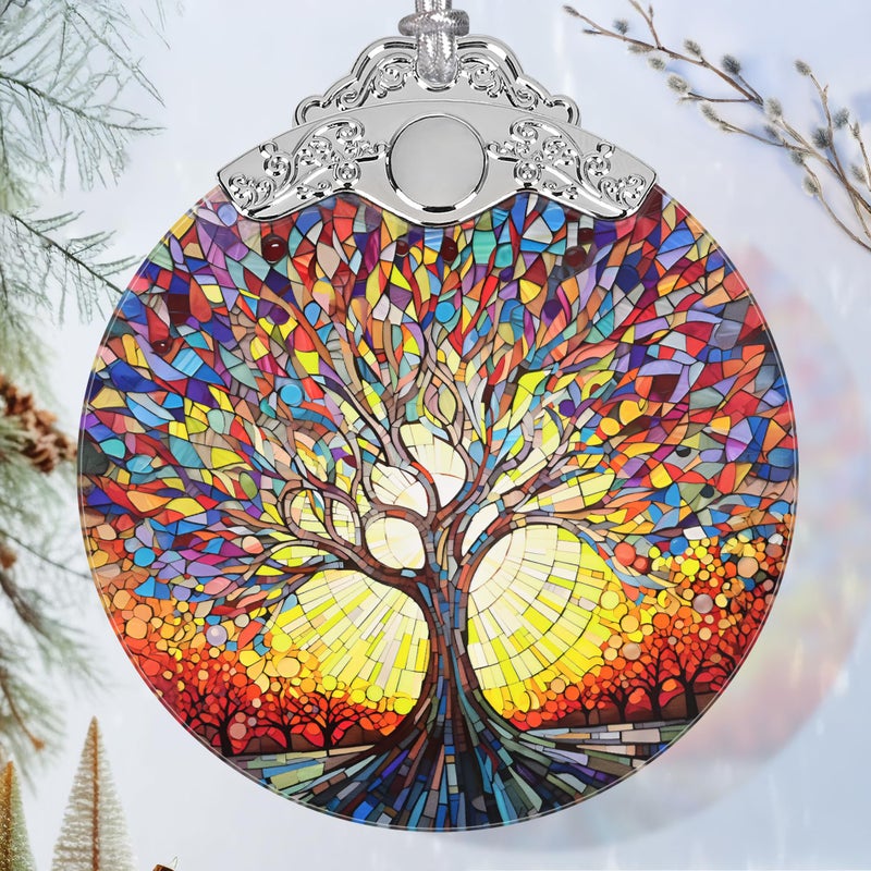 Jocidea Christmas Ornaments - Stained Glass Christmas Decor - Tree of Life Ornaments for Christmas Tree - Christmas Tree Ornament - Gifts for Family  Friends  Couple - Xmas Gift Ideas - Gift Exchange - Image 1