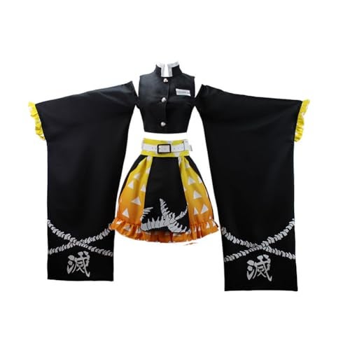 Juejuezi New Women Cosplay Costume Kimono Dress Halloween Off Shoulder Skirt Outfit Adult (L, Yellow) - Image 2