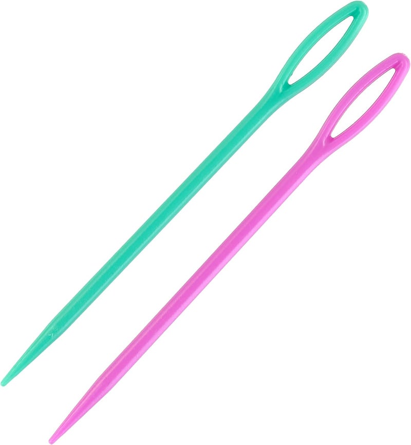 Boye 42-40037 Large Plastic Yarn Needles for Crocheting and Sewing, Teal and Pink, 2pcs - Image 1