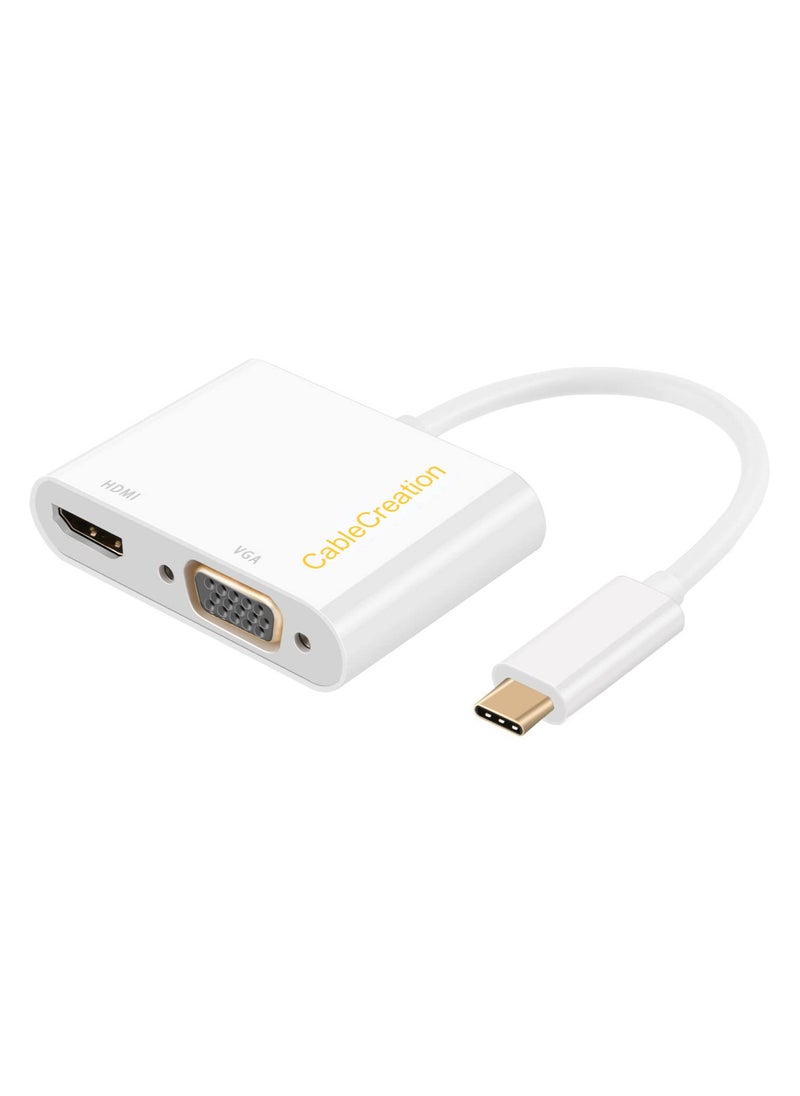 CableCreation USB C to HDMI VGA Adapter, Type C to HDMI 4K VGA 1080P Converter, Compatible with Galaxy S22 Ultra, MacBook Pro, iPad Pro 2020, Chromebook Pixel, XPS 13, Yoga 910, Surface Go  - Image 1