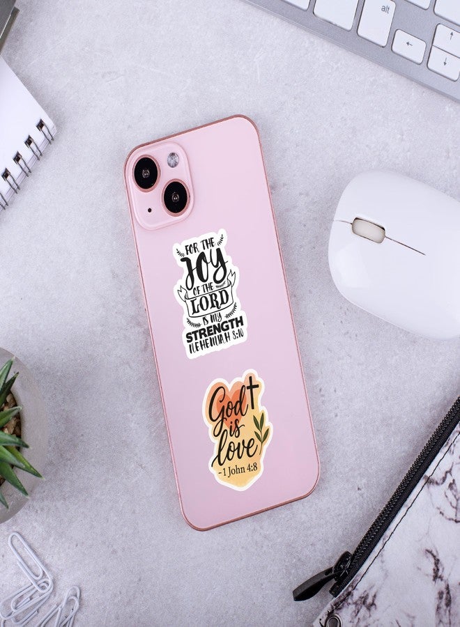 D2C Christian Aesthetic Glitter Stickers Pack | 87 Waterproof Vinyl Bible Verse & Jesus Stickers for Laptop, Phone, Bottle, Notebook, Scrapbook | Glitter Lamination | Multicolor - Image 3