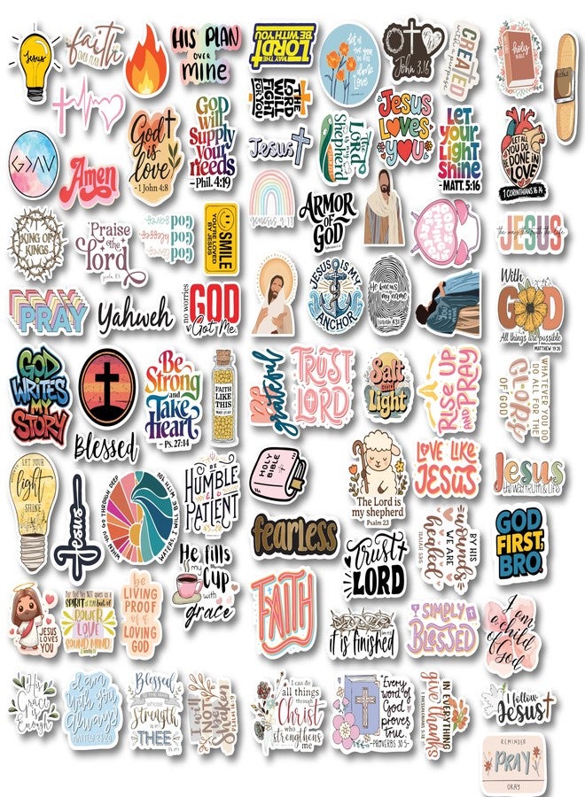 D2C Christian Aesthetic Glitter Stickers Pack | 87 Waterproof Vinyl Bible Verse & Jesus Stickers for Laptop, Phone, Bottle, Notebook, Scrapbook | Glitter Lamination | Multicolor - Image 1