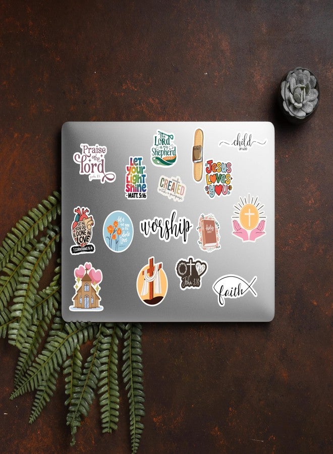 D2C Christian Aesthetic Glitter Stickers Pack | 87 Waterproof Vinyl Bible Verse & Jesus Stickers for Laptop, Phone, Bottle, Notebook, Scrapbook | Glitter Lamination | Multicolor - Image 2