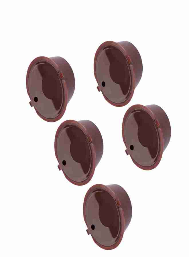 5Pcs Food Grade Pp   304 Stainless Steel Reusable Refillable Coffee Capsule Filter (Brown) - Image 3