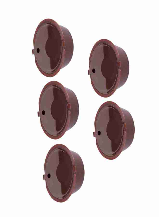 5Pcs Food Grade Pp   304 Stainless Steel Reusable Refillable Coffee Capsule Filter (Brown) - Image 2