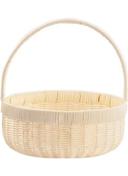PEROTTI Synthetic Wicker Cream Round Picnic Basket Without Lid 28X12CM 