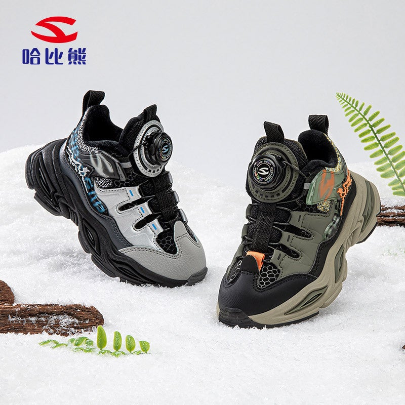 Habib Bear Fleece-Lined Cotton Boys Winter Sneaker Warm Outdoor Torre Shoes Light Button Shoes A Generation Of Hair - Image 2