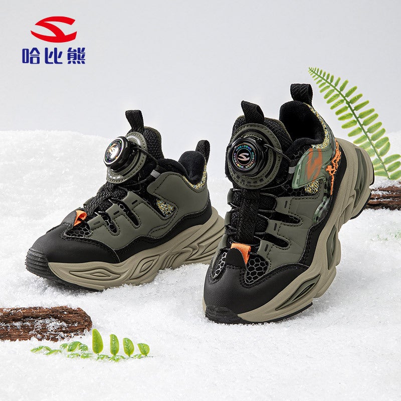 Habib Bear Fleece-Lined Cotton Boys Winter Sneaker Warm Outdoor Torre Shoes Light Button Shoes A Generation Of Hair - Image 3