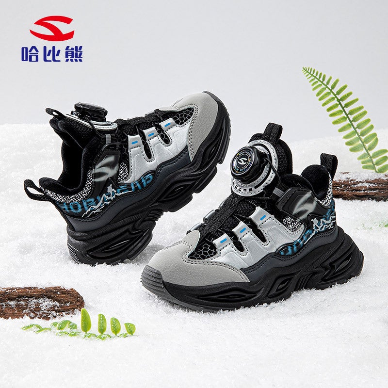 Habib Bear Fleece-Lined Cotton Boys Winter Sneaker Warm Outdoor Torre Shoes Light Button Shoes A Generation Of Hair - Image 4