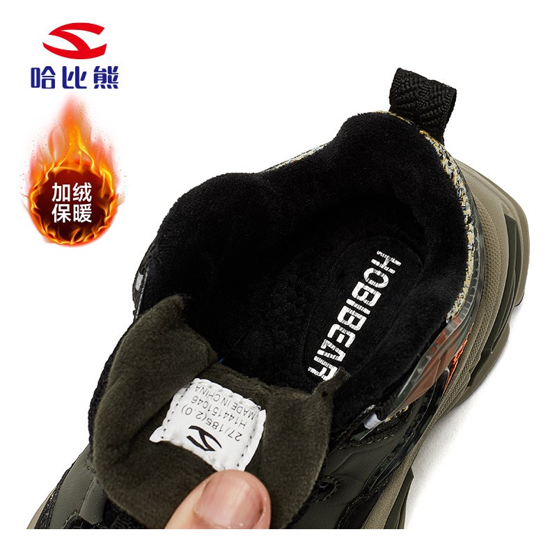 Habib Bear Fleece-Lined Cotton Boys Winter Sneaker Warm Outdoor Torre Shoes Light Button Shoes A Generation Of Hair - Image 5