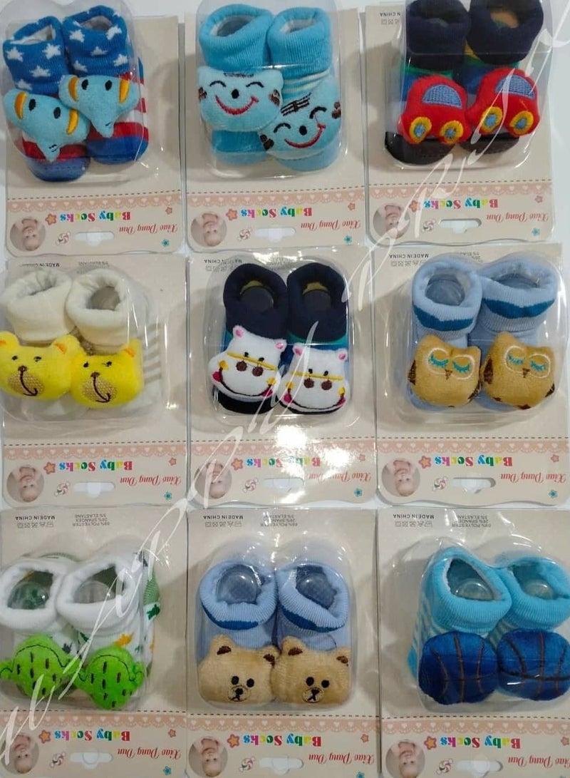 6 Pairs Newborn Baby Socks Set - Cartoon Mix. From Cotton - Multi-Colored Boy - Image 1