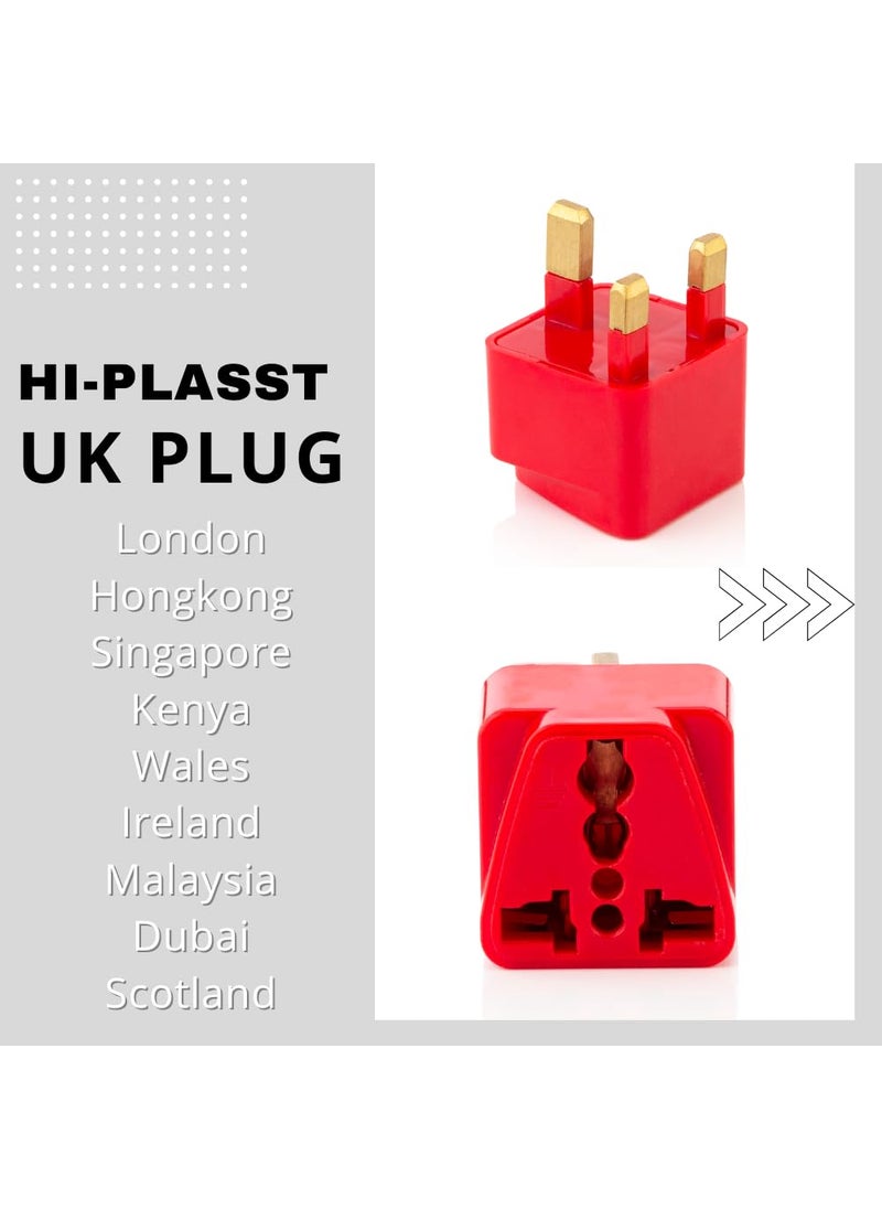 HI PLASST PINS N PLUGS HiPLASST India to UK Plug Adapter Pack of 3 for UKLondon TypeG Power Plug Converter for England Dubai Hong KongSingapore Ireland Wales Scotland Perfect Adaptor for Charging Laptop Phone  - Image 3