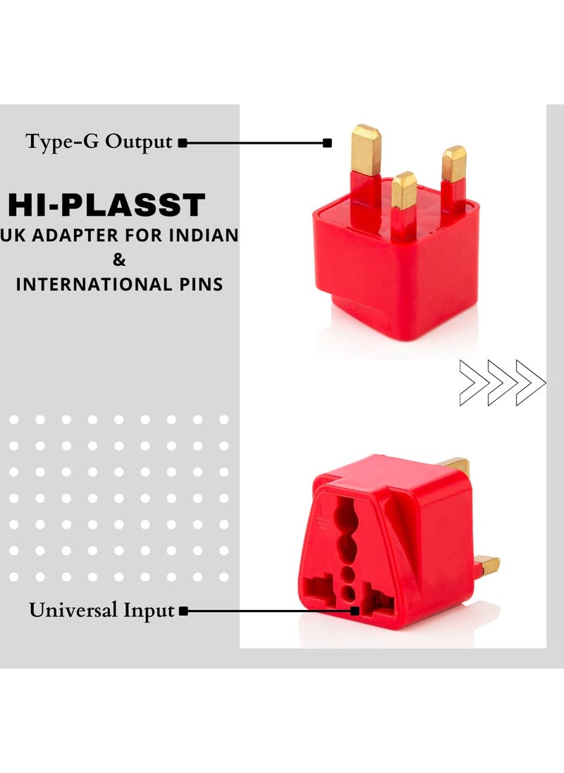 HI PLASST PINS N PLUGS HiPLASST India to UK Plug Adapter Pack of 3 for UKLondon TypeG Power Plug Converter for England Dubai Hong KongSingapore Ireland Wales Scotland Perfect Adaptor for Charging Laptop Phone  - Image 4