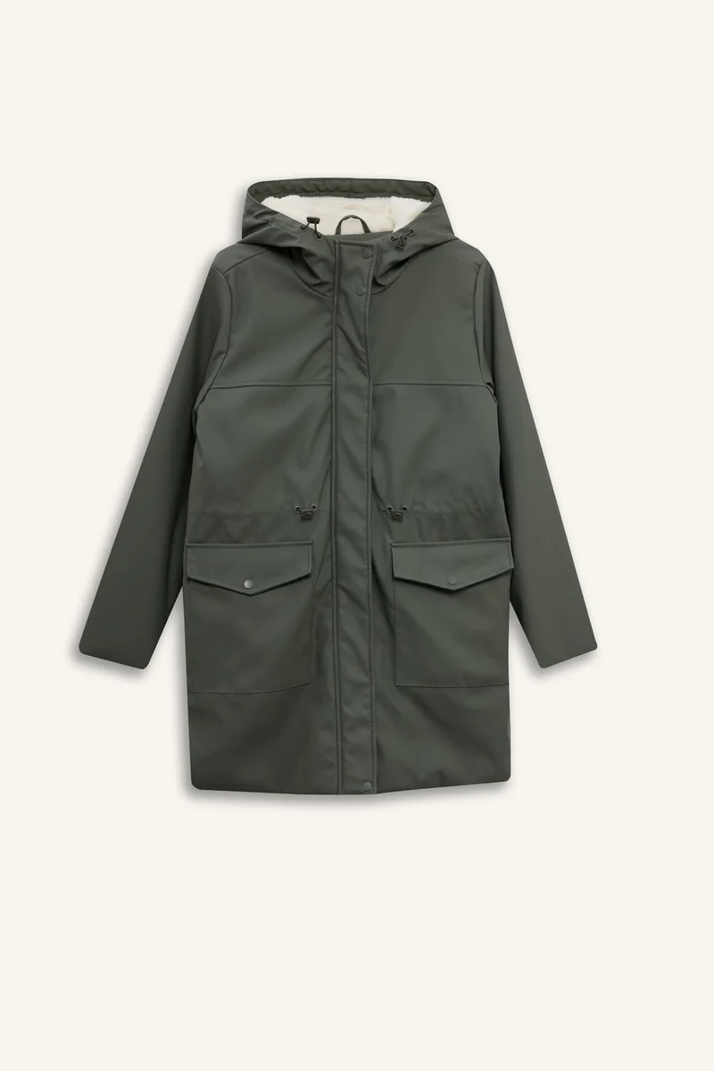 Defacto  Regular Fit Faux Leather Raincoat for Men | Best Price UAE