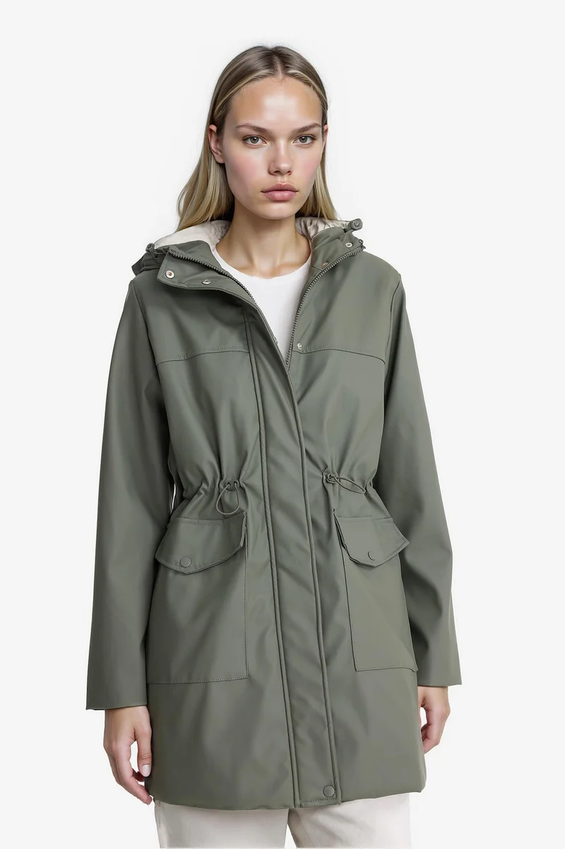 ديفاكتو Regular Fit Faux Leather Raincoat