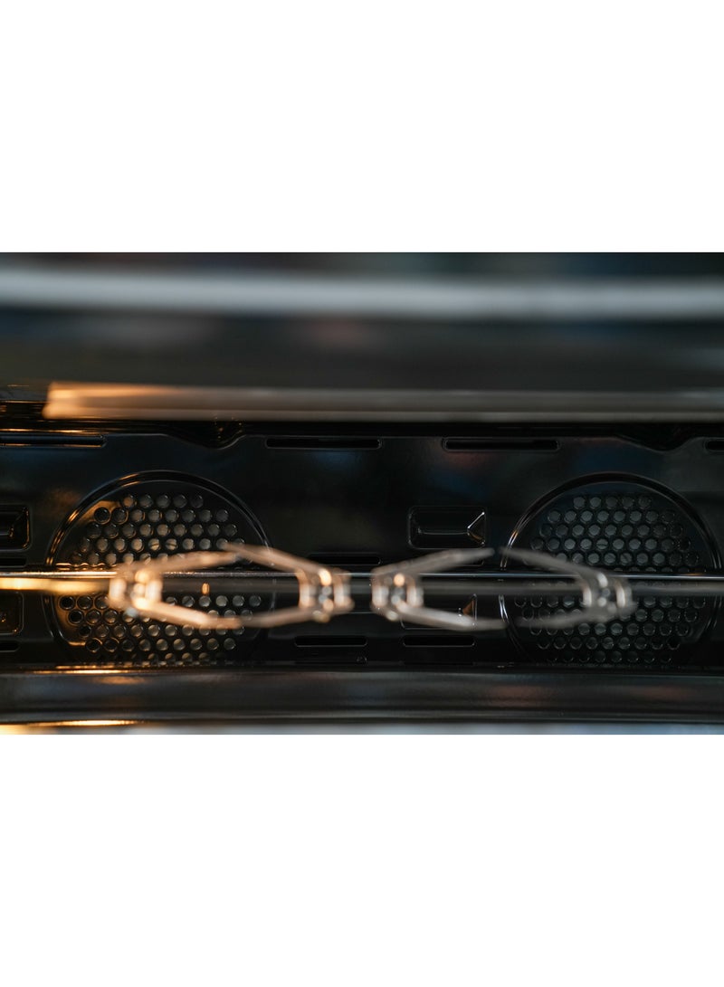 90x60cm Gas Cooker with 2 Big Eyes, 5 Burners, 2 Fans, Cast Iron Pan Support and 3 Glass Oven Door,