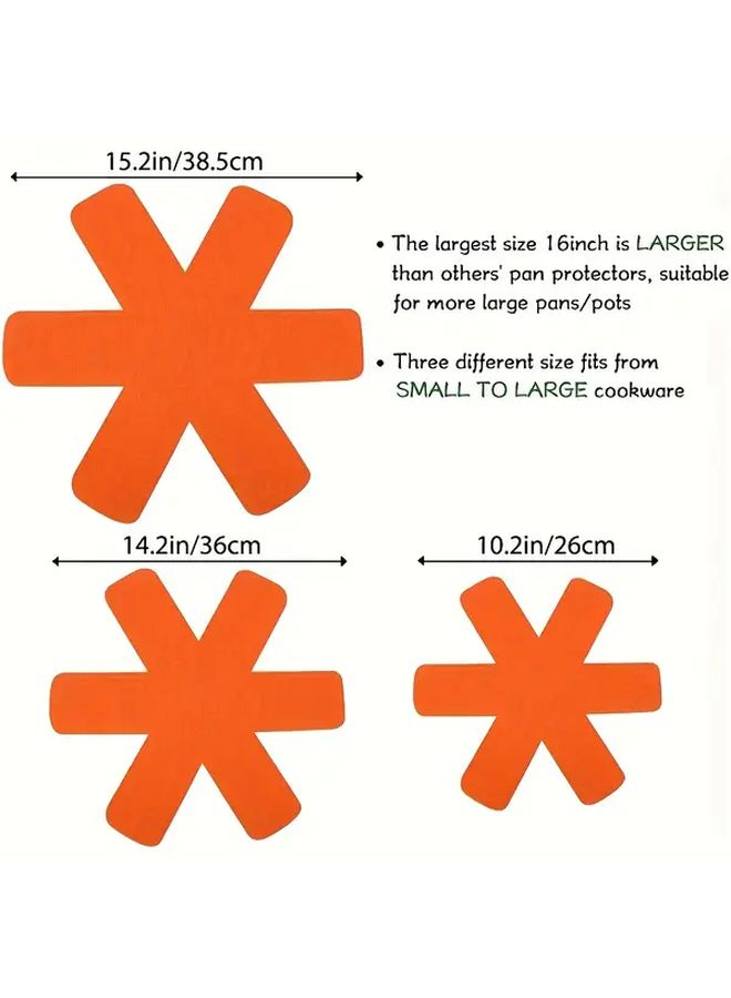 Orange Larger Flat Bottom Pot Protectors Set 12in 3 Sizes Kitchenware Separator - Image 5