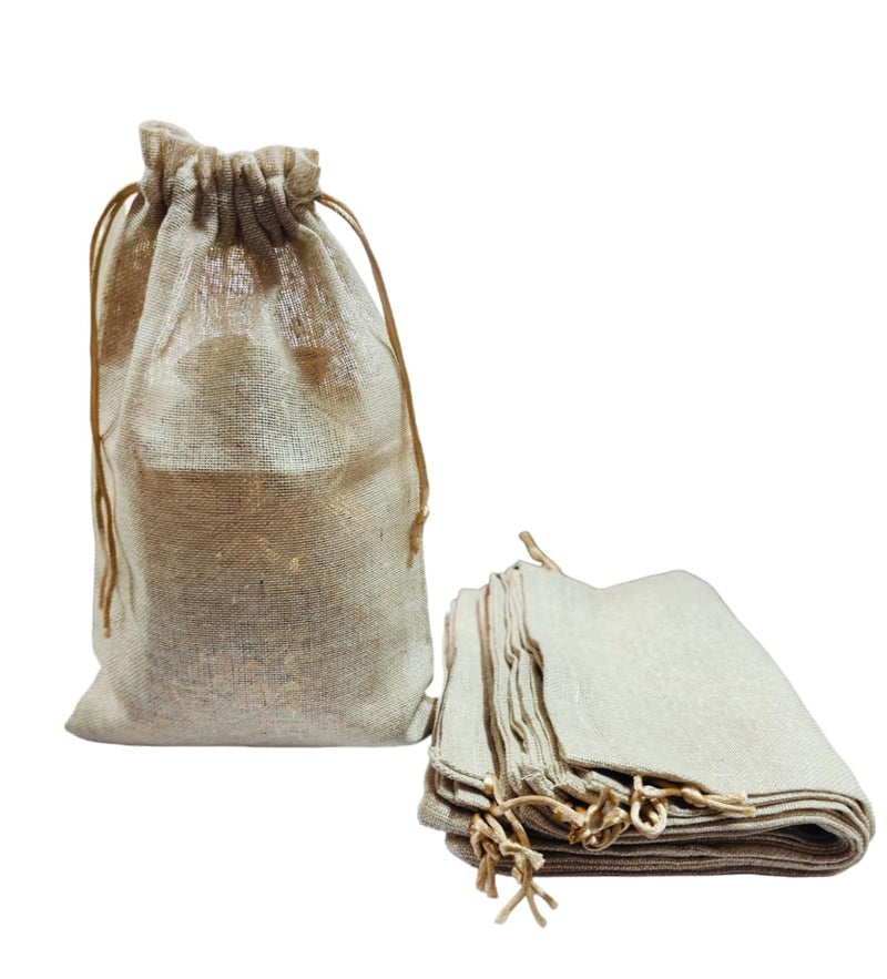 Just Flowers 12 Inch X 8 Inch Jute Potli Bags Large Size, Jute Bags For Shagun Gifts, Return Gifts, Dry Fruits, Wedding Women Gift Packing (Plain Large Jute Pouches Pack Of 10),Natural - Image 1