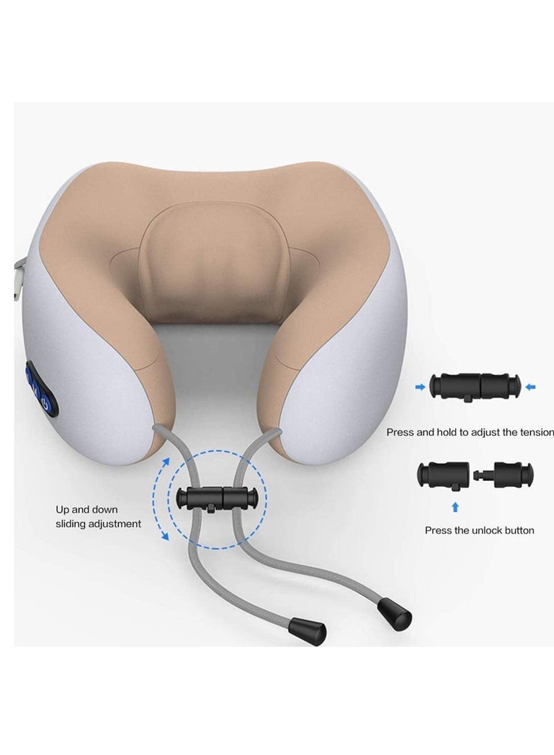 ELTRAZONE Travel Pillows For Sleeping Airplane, Portable Electric Neck Massager Soft Comfortable Breathable U-Shaped Memory Foam Massage Neck Pillow For Car Home And Office - Image 3