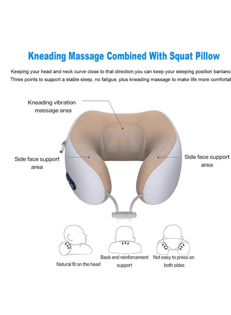ELTRAZONE Travel Pillows For Sleeping Airplane, Portable Electric Neck Massager Soft Comfortable Breathable U-Shaped Memory Foam Massage Neck Pillow For Car Home And Office - Image 4