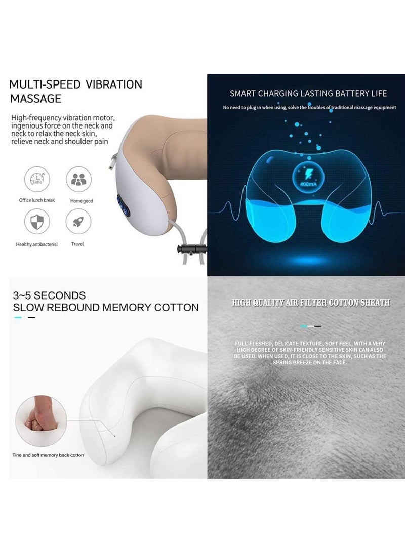 ELTRAZONE Travel Pillows For Sleeping Airplane, Portable Electric Neck Massager Soft Comfortable Breathable U-Shaped Memory Foam Massage Neck Pillow For Car Home And Office - Image 5