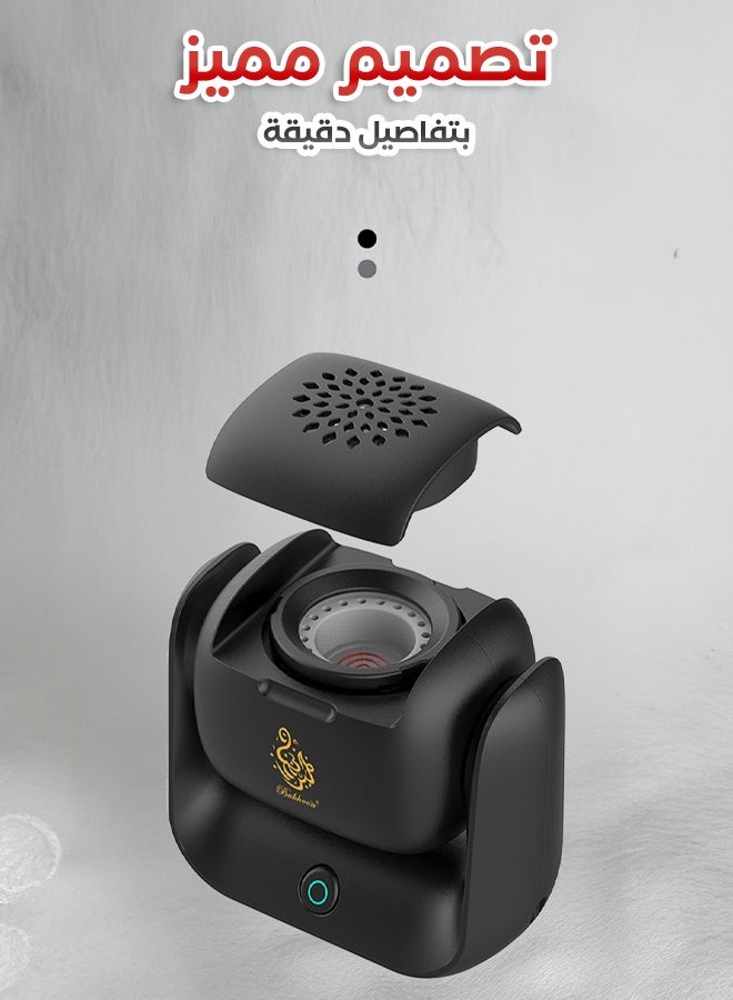 Bukhoon Electronic Incense Burner – 270° Multi-Angle, Type-C Rechargeable – For Home & Car – Black  - Image 3