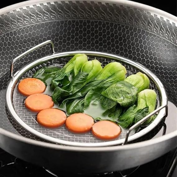 SHREESAMP Deep Fryer Oil Strainer Mesh Drain Plate Stainless Steel BBQ Plate Multipurpose Sieve Rack Fry Chip Food Fryer Filter Basket Frying Mesh Sieve Potato Chips Strainer Snack Basket - Image 2