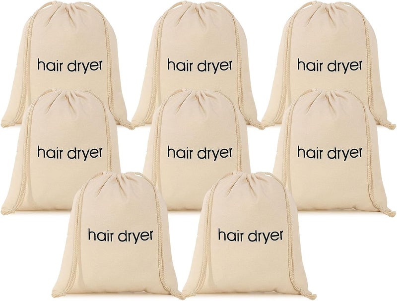 ERKXD 3 | 6 | 8 Pack Hair Dryer Bags Drawstring Bag Container Hairdryer Bag for travel bathroom (8 PCS White) - Image 1