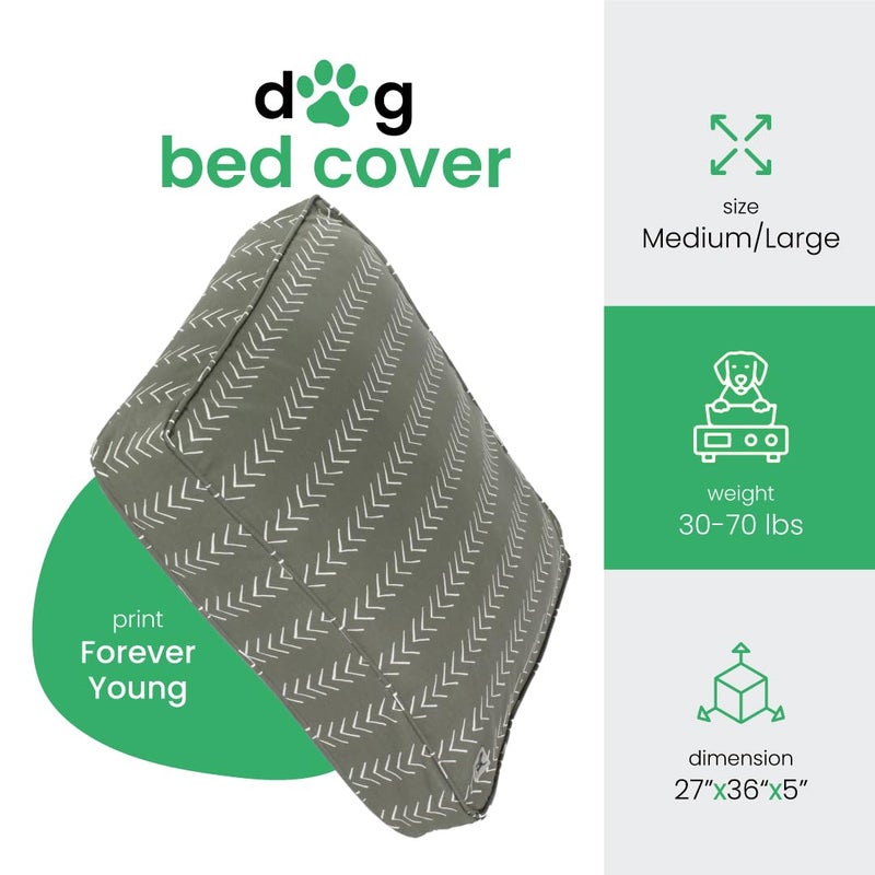 Molly Mutt Medium to Large Dog Bed Cover- Forever Young Print - Measures 27â€X36â€X5â€™â€™ - 100% Cotton - Durable - Breathable - Sustainable - Machine Washable Dog Bed Cover (Dd82b) - Image 2
