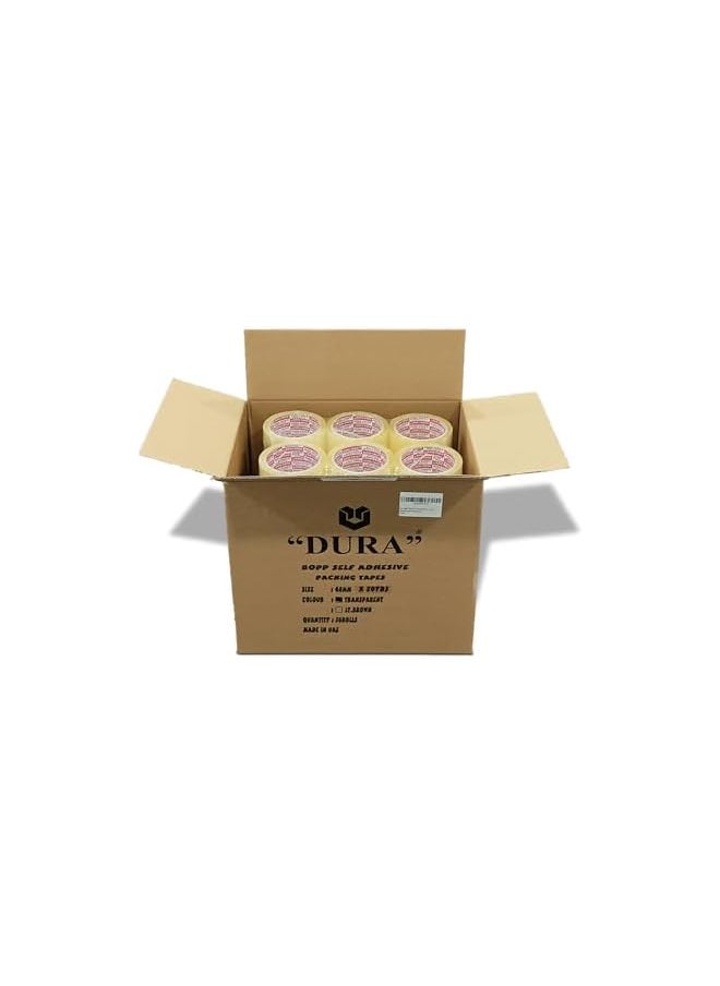 Dura - Dura® Brand Transparent packaging Tape 48mm x 50Yards (45.72M) x 6 Packs x6 Rolls=36Pcs Pack, Strong Adhesive for Home and Industrial Packaging, sealing and Bundling - Image 1