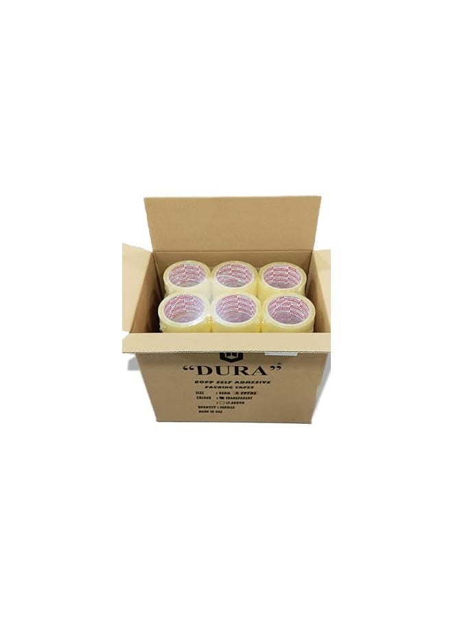 Dura - Dura® Brand Transparent packaging Tape 48mm x 50Yards (45.72M) x 6 Packs x6 Rolls=36Pcs Pack, Strong Adhesive for Home and Industrial Packaging, sealing and Bundling - Image 1